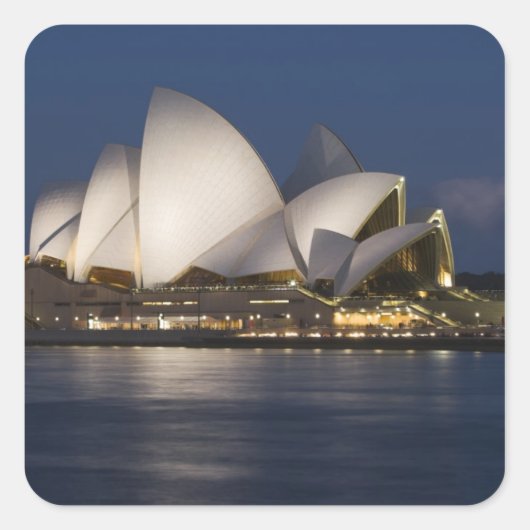 Australië, Sydney. Operahuis 's nachts op Vierkante Sticker (Voorkant)