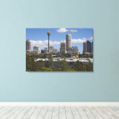 Australië, Sydney, Potts Point. Sydney silhouet. Canvas Afdruk (Insitu (Houten vloer))