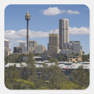 Australië, Sydney, Potts Point. Sydney skyline. Vierkante Sticker