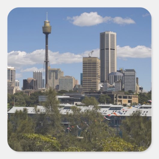 Australië, Sydney, Potts Point. Sydney skyline. Vierkante Sticker (Voorkant)