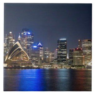 Australië, Sydney. Silhouet met Operahuis gezien Tegeltje