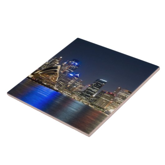 Australië, Sydney. Skyline met Opera House gezien Tegeltje (Zijkant)