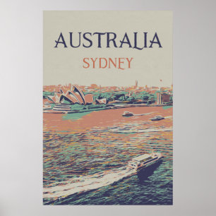 Australië, Sydney, uitzicht van de stad en opera Poster