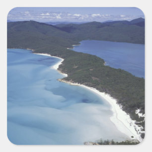 Australië, The Whitsundys, Queensland. Heuvel Vierkante Sticker