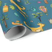 Australië thema patroon Blauwgroen blauw Cadeaupapier (Rol Hoek)