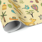 Australië thema patroon geel cadeaupapier (Rol Hoek)