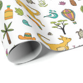 Australië thema patroon wit cadeaupapier (Rol Hoek)