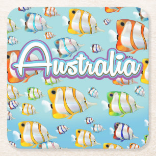 Australië Tropische vissen reisposter Kartonnen Onderzetters
