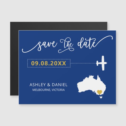 Australië Trouwen Save the Date Kaart, Kaart Magnetische Uitnodiging (Voorkant / Achterkant)