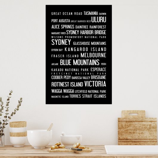 Australië - typografisch poster (Keuken)