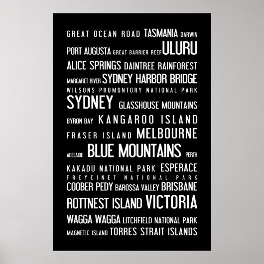 Australië - typografisch poster (Voorkant)