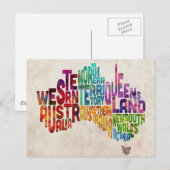 Australië - Typografische Tekstkaart Briefkaart (Voorkant / Achterkant)