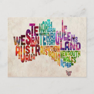 Australië - Typografische Tekstkaart Briefkaart