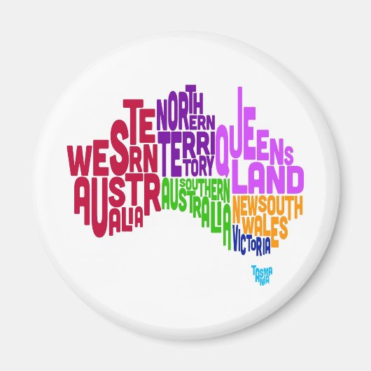 Australië - Typografische Tekstkaart Magneet (Voorkant)