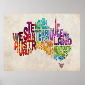 Australië - Typografische Tekstkaart Poster (Voorkant)