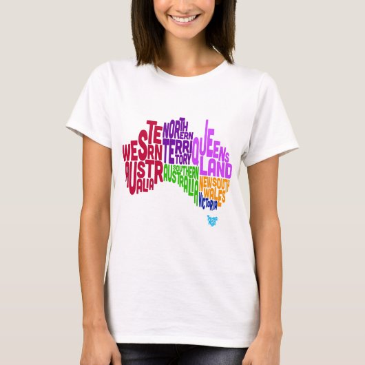 Australië - Typografische Tekstkaart T-shirt (Voorkant)