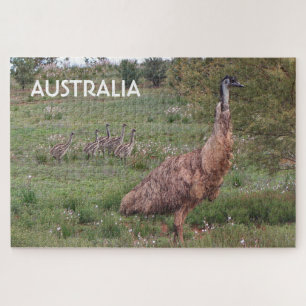 Australië: Vader emu en kuikens, Outback Legpuzzel