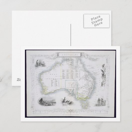 Australië, van een reeks Wereldkaarten die door Briefkaart (Voorkant / Achterkant)