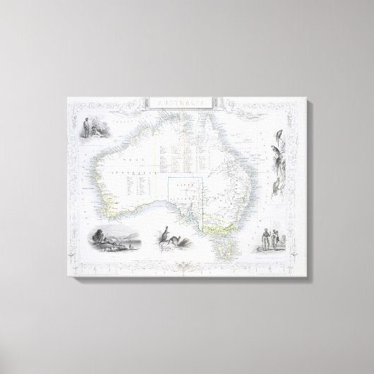 Australië, van een reeks Wereldkaarten die door Canvas Afdruk (Voorkant)