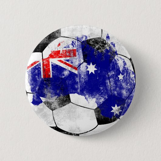 Australië - Verstoorde Voetbal Ronde Button 5,7 Cm (Voorkant)