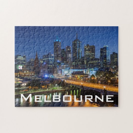 Australië, Victoria, Melbourne, silhouet met Legpuzzel (Horizontaal)
