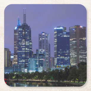 Australië, Victoria, Melbourne, skyline langs Kartonnen Onderzetters
