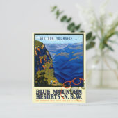 Australië Vintage Reisposter Gerestaureerd Briefkaart (Staand voorkant)