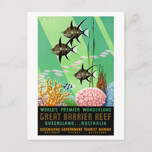 Australië Vintage Reisposter Gerestaureerd Briefkaart (Voorkant)
