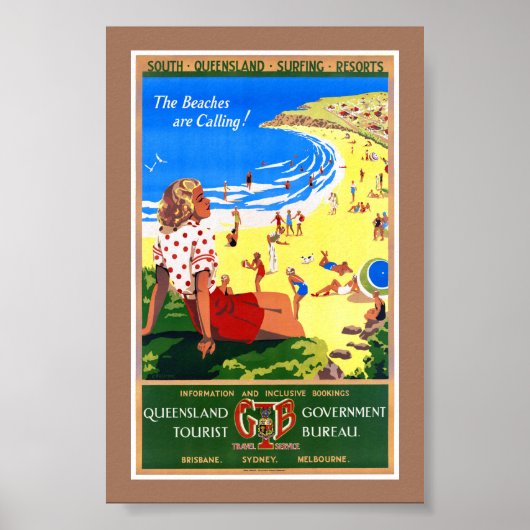 Australië Vintage Reisposter Gerestaureerd Poster (Voorkant)