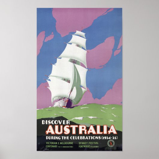 Australië Vintage Travel Poster teruggezet (Voorkant)