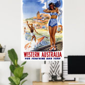 Australië Vintage Travel Poster teruggezet (Thuiskantoor)