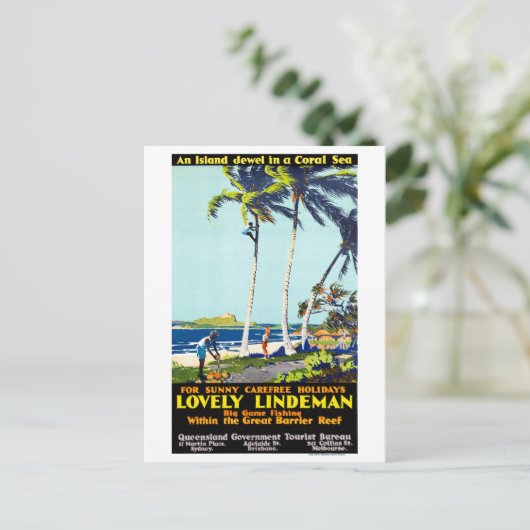 Australië Vintage Travel Poster teruggezet Briefkaart (Staand voorkant)
