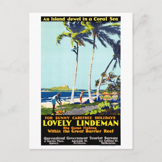 Australië Vintage Travel Poster teruggezet Briefkaart (Voorkant)