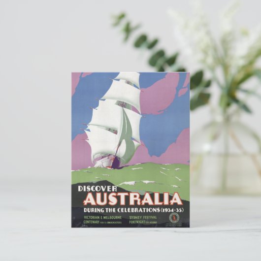Australië Vintage Travel Poster teruggezet Briefkaart (Staand voorkant)