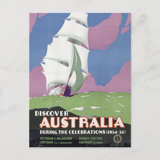Australië Vintage Travel Poster teruggezet Briefkaart (Voorkant)