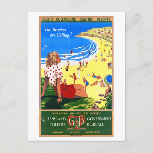 Australië Vintage Travel Poster teruggezet Briefkaart (Voorkant)