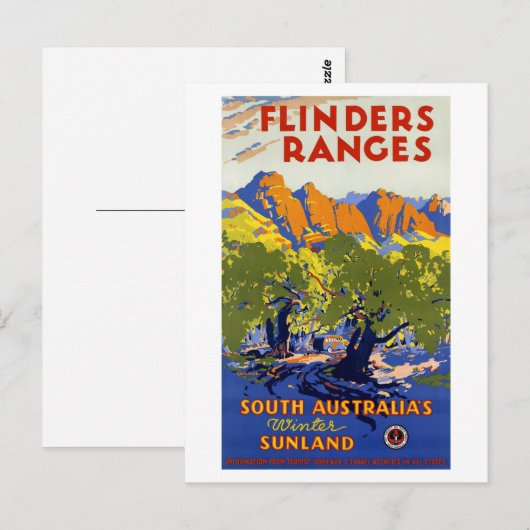 Australië Vintage Travel Poster teruggezet Briefkaart (Voorkant / Achterkant)