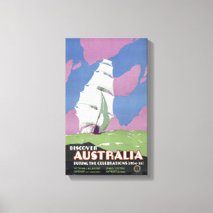 Australië Vintage Travel Poster teruggezet Canvas Afdruk