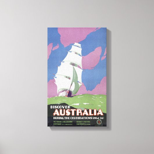 Australië Vintage Travel Poster teruggezet Canvas Afdruk (Voorkant)
