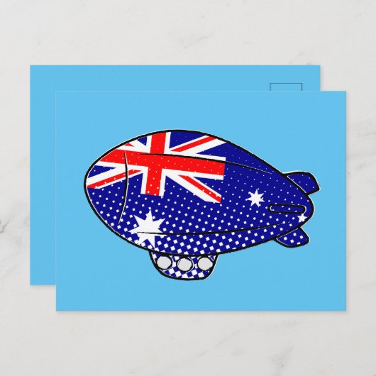 Australië Vlag Blimp Ballon in Blue Sky Custom Briefkaart (Voorkant / Achterkant)