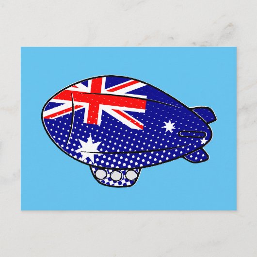 Australië Vlag Blimp Ballon in Blue Sky Custom Briefkaart (Voorkant)