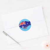 Australië Vlag Blimp Ballon in Blue Sky Custom Ronde Sticker (Envelop)