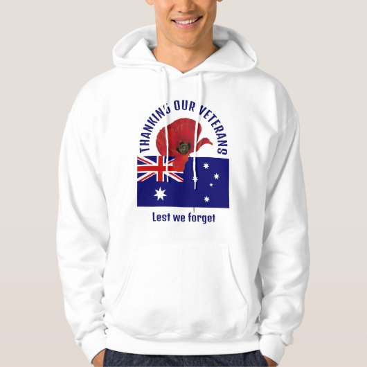 Australië Vlag DANK U VETERANEN Herinnering Hoodie (Voorkant)