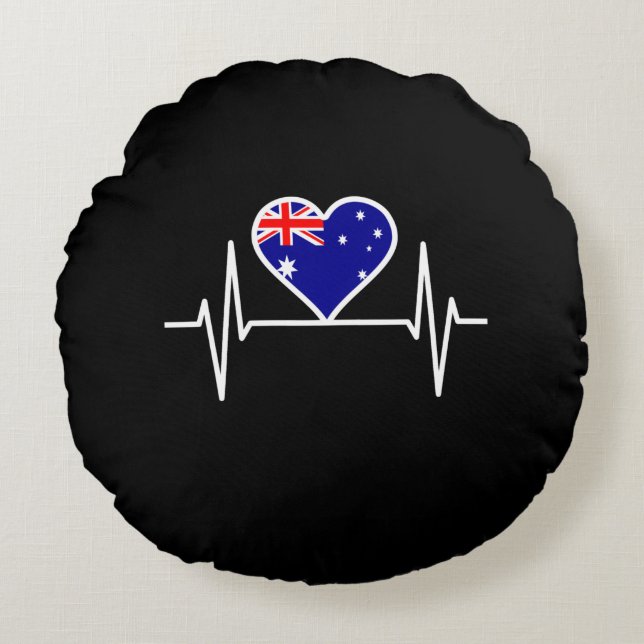Australië Vlag Hartslag Rond Kussen (Voorkant)