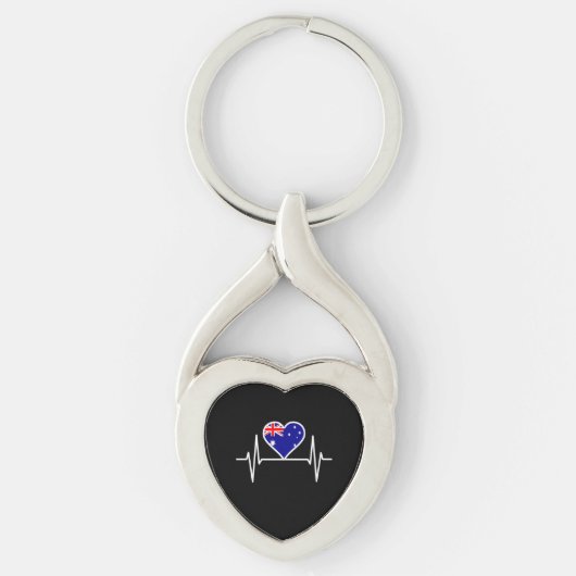 Australië Vlag Hartslag Sleutelhanger (Voorkant)