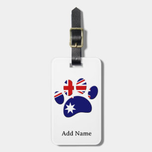 Australië Vlag Hond Paw Print Bagagelabel