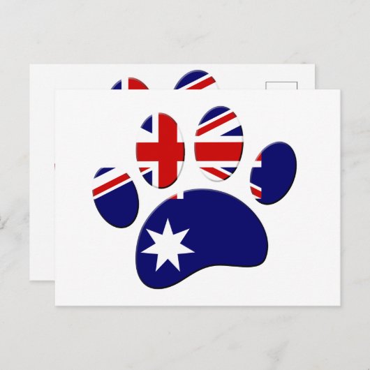 Australië Vlag Hond Paw Print Briefkaart (Voorkant / Achterkant)