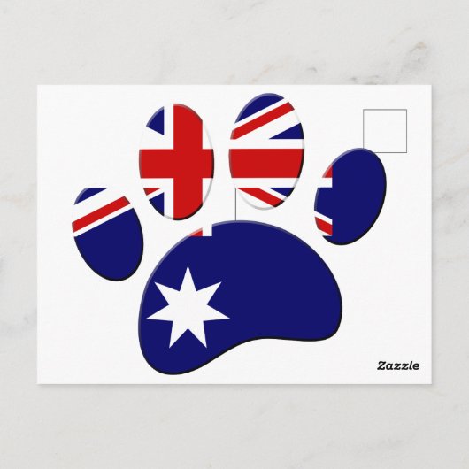 Australië Vlag Hond Paw Print Briefkaart (Achterkant)