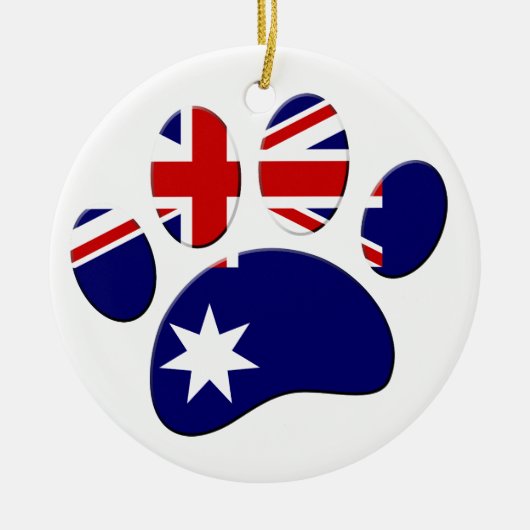 Australië Vlag Hond Paw Print Keramisch Ornament (Voorkant)