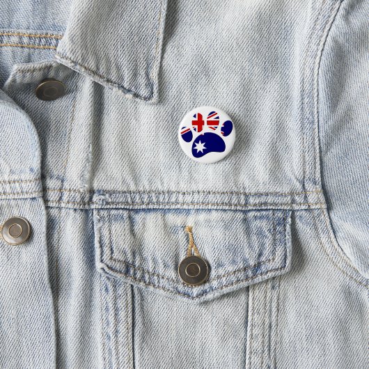 Australië Vlag Hond Paw Print Ronde Button 3,2 Cm (In situ)